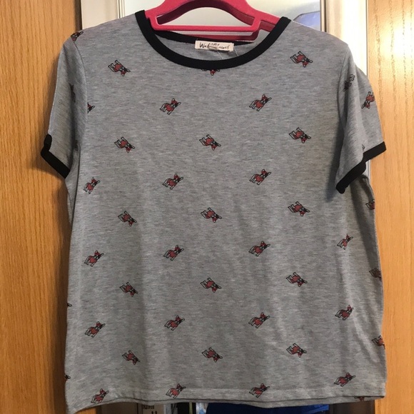 Wallflower XL short sleeve grey tee shirt with boxer dog print.  Cute! - Picture 1 of 8